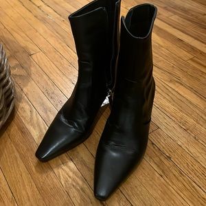 Zara black leather ankle boots